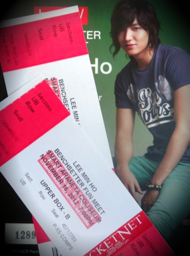 Invitation and tickets to Lee Min Ho Benchsetter Fun Meet 