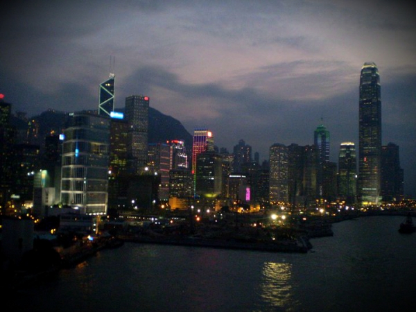 Hong Kong skyscapers at night