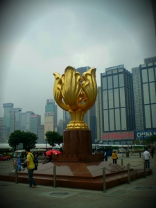 The Golden Bauhinia Square, located just outside Hong Kong Convention and Exhibition Centre, is one of the popular spots in HK.