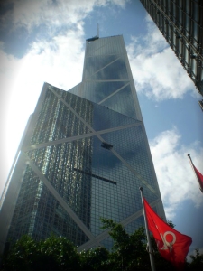 Up close with Bank of China Tower, one of the most noticeable skyscrapers in Central. 