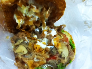Picture 2: Pepper Burger is made up of lettuce, mayo, pepper crusted patty, mozzarella cheese, tomato, sauteed mushrooms, pepper steak sauce, onion bits, topped with fried crispy bits