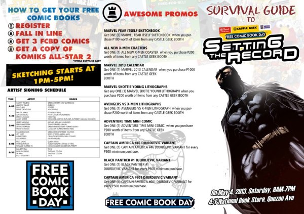 The Survival Guide to Free Comic Book Day -- Setting the Record (Photo grabbed from National Book Store's Facebook page)